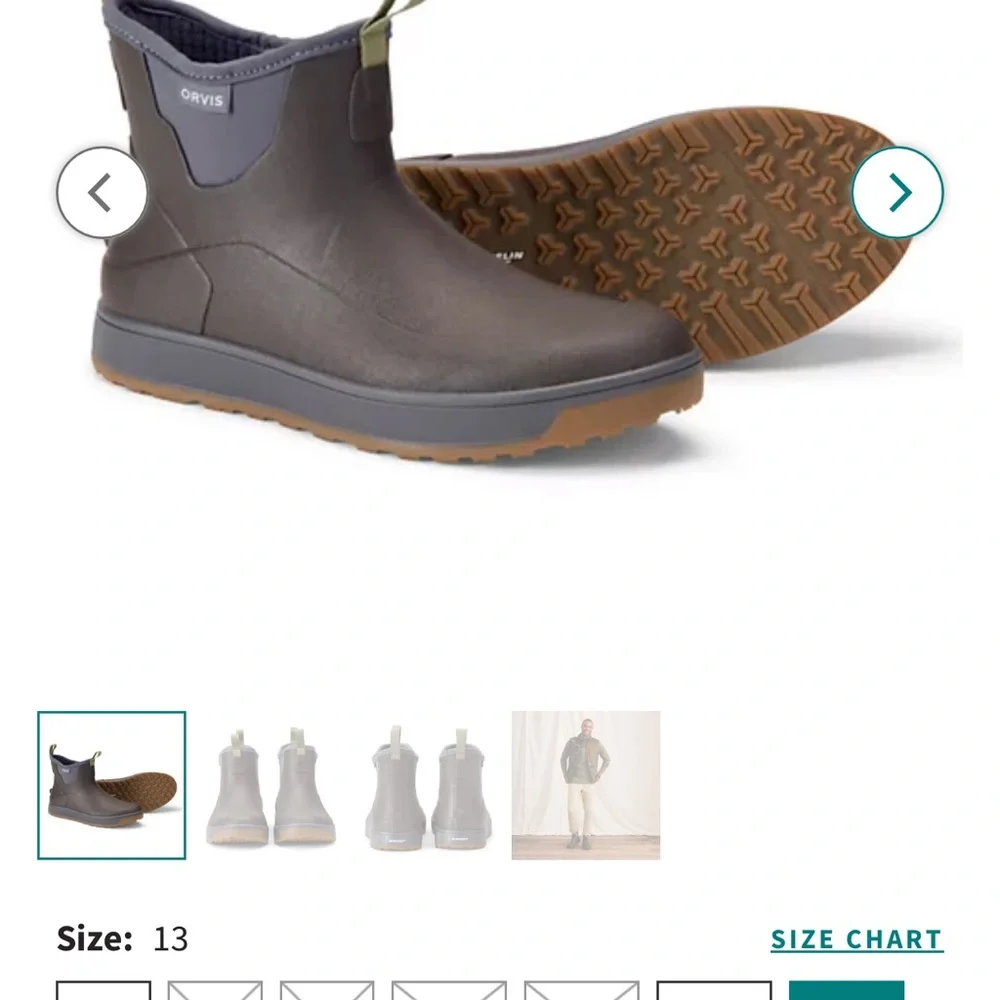 Orvis Tarmac Pro Deck Boots in Dark Grey with Brown Sole